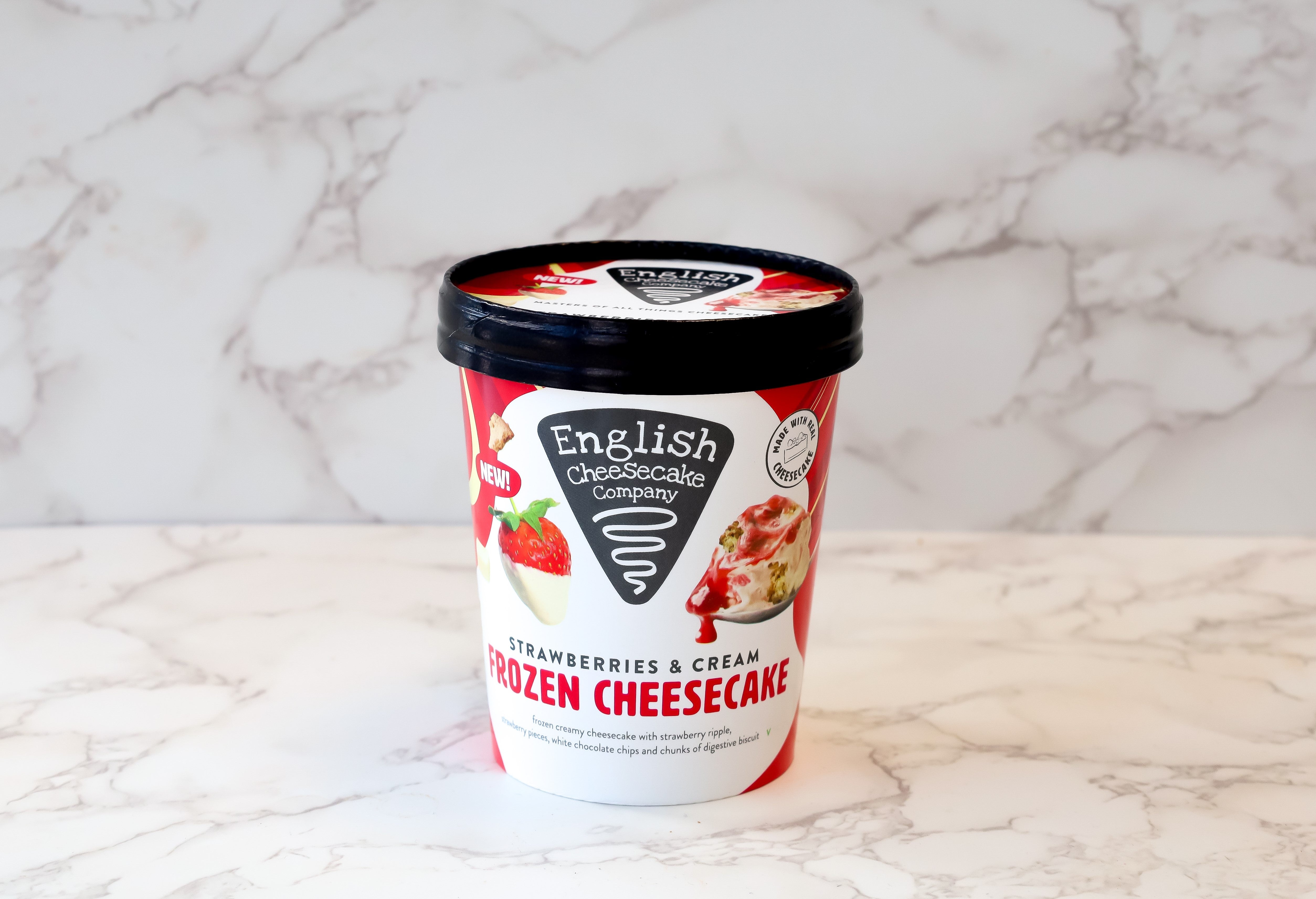 Strawberries &amp; Cream Frozen Cheesecake Tub – English Cheesecake Company